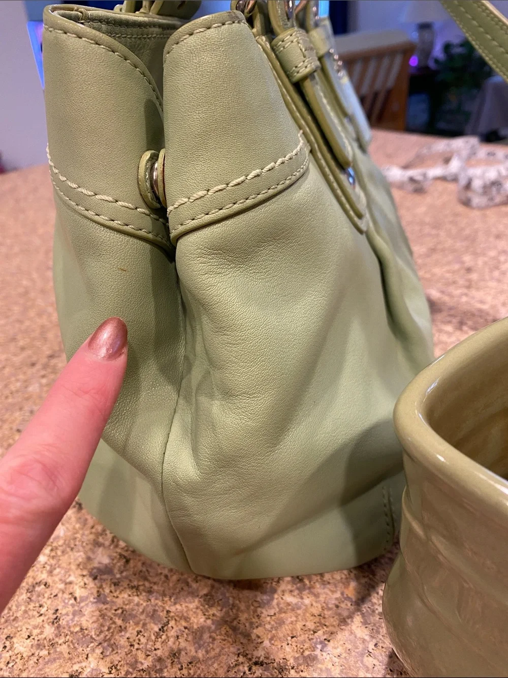 Coach Shoulder Leather Bag Purse Green F13732 Silver Colored Hardware - Picture 13 of 17